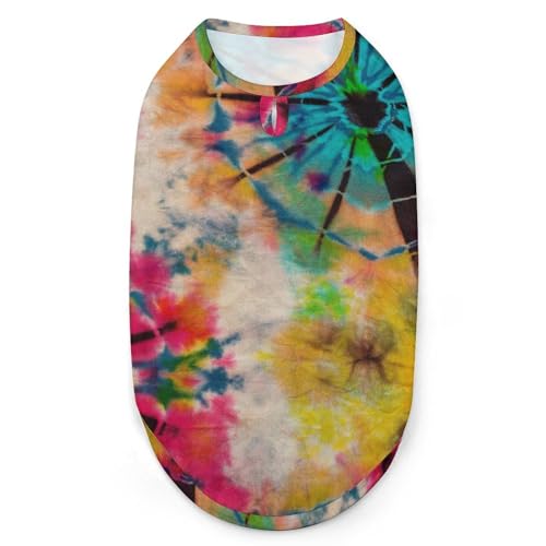 Hundekleidung mit abstraktem Batikmuster und 3D-Druck, stilvolle ärmellose Hundehemden, Weste, atmungsaktives Tanktop für Haustiere, T-Shirt, Sweatshirt, Größe X-Large Hundekleidung mit abstraktem Batikmuster und 3D-Druck, stilvolle ärmellose Hundehemden, Weste, atmungsaktives Tanktop für Haustiere, T-Shirt, Sweatshirt, Größe X-Large von FJQWKLF