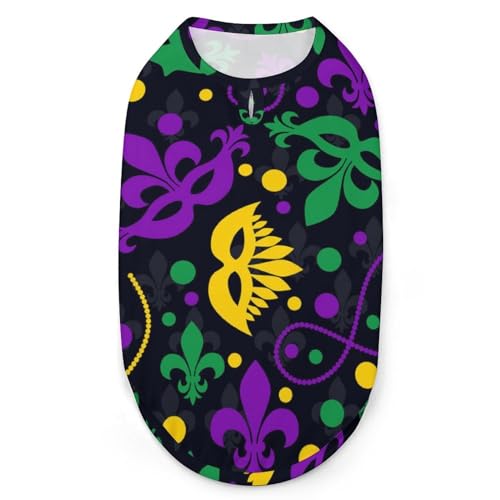 Mardi Gras-Muster 3D-gedruckte Hundekleidung, stilvolle ärmellose Hundehemden, Weste, atmungsaktives Haustier-Tanktop, T-Shirt, Sweatshirt, Größe S Mardi Gras-Muster 3D-gedruckte Hundekleidung, stilvolle ärmellose Hundehemden, Weste, atmungsaktives Haustier-Tanktop, T-Shirt, Sweatshirt, Größe S von FJQWKLF