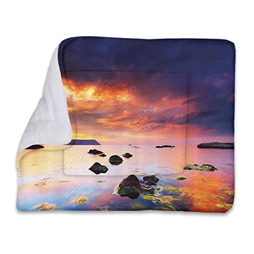 Orange und dunkelblaue Fleecedecke für Katzen und Hunde, Landschaft mit Sonnenuntergang über dem Meer, maschinenwaschbare Unterlage, Haustier-Schlafmatte für Hunde und Katzen, Himmelsdekoration Orange und dunkelblaue Fleecedecke für Katzen und Hunde, Landschaft mit Sonnenuntergang über dem Meer, maschinenwaschbare Unterlage, Haustier-Schlafmatte für Hunde und Katzen, Himmelsdekoration von FJQWKLF