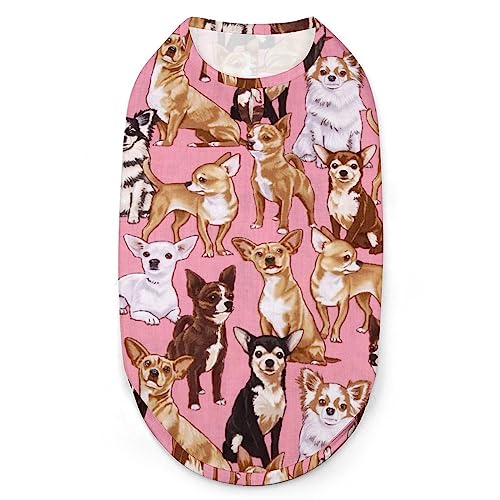 Rosa Chihuahuas Hundehemd, Sommer-Haustier-T-Shirt, weiches ärmelloses Tanktop, Haustierkleidung, formelle Welpen und Katzen, klein Rosa Chihuahuas Hundehemd, Sommer-Haustier-T-Shirt, weiches ärmelloses Tanktop, Haustierkleidung, formelle Welpen und Katzen, klein von FJQWKLF