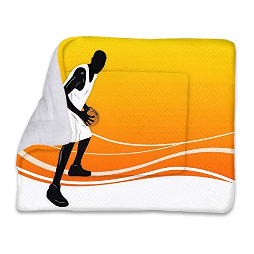 Schwarz-Orange, extra warme Haustierunterlage für Haustiere im Innen- und Außenbereich, Basketballspieler-Silhouette, waschbare Zwingermatte für große, mittelgroße, kleine Hunde und Katzen, Sportdek Schwarz-Orange, extra warme Haustierunterlage für Haustiere im Innen- und Außenbereich, Basketballspieler-Silhouette, waschbare Zwingermatte für große, mittelgroße, kleine Hunde und Katzen, Sportdek von FJQWKLF