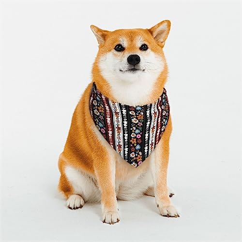 Stilvolles Hunde-Bandana mit Boho-Streifen und bunten Blumen, dreieckiges Haustier-Schal, Katzen-Taschentuch, niedliche Lätzchen mit Knöpfen Stilvolles Hunde-Bandana mit Boho-Streifen und bunten Blumen, dreieckiges Haustier-Schal, Katzen-Taschentuch, niedliche Lätzchen mit Knöpfen von FJQWKLF