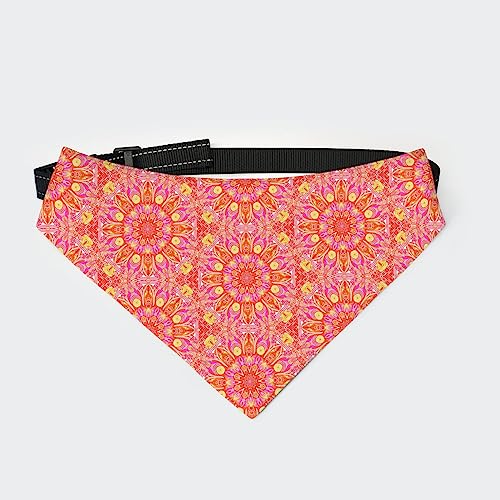 Tie Dye Mandala Gelb Orange Rot Rosa Hundehalstuch Halsband Haustier Dreieckstuch Katzenhalstuch mit Verstellbarer Schnalle von FJQWKLF