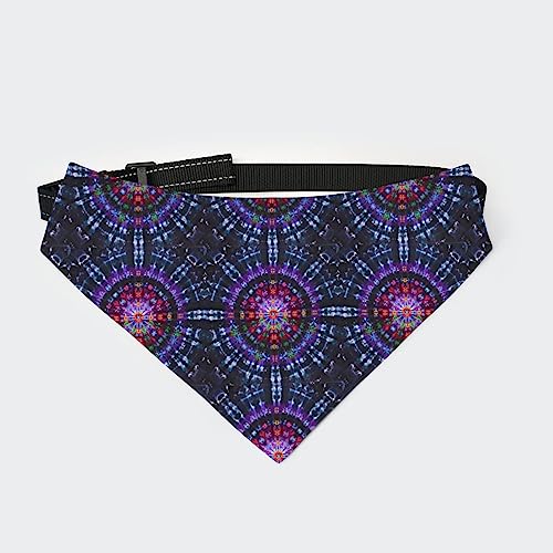 Tie Dye Mandalas Tie Dye Art Hundehalstuch Halsband Haustier Dreieckstuch Katzenhalstuch mit Verstellbarer Schnalle von FJQWKLF