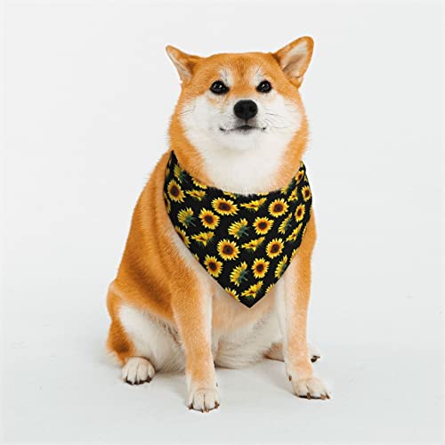 Verstellbare Hundekostüme mit Sonnenblumen-Muster, Bandana-Passform, dreieckig, wendbar, doppeltes Design, Haustier-Schal, groß von FJQWKLF