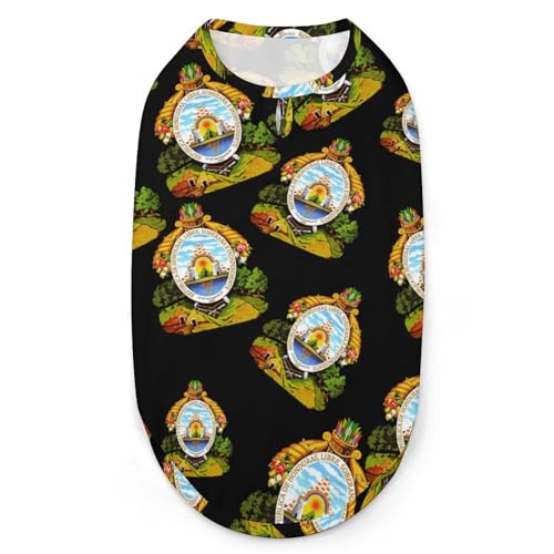 Wappen von Honduras, 3D-Bedruckte Hundekleidung, stilvolle, ärmellose Hundehemden, Weste, atmungsaktives Tanktop für Haustiere, T-Shirt, Sweatshirt, XX-Large Wappen von Honduras, 3D-Bedruckte Hundekleidung, stilvolle, ärmellose Hundehemden, Weste, atmungsaktives Tanktop für Haustiere, T-Shirt, Sweatshirt, XX-Large von FJQWKLF