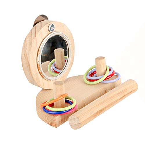 FJROnline Vogel Papagei Intelligenz Ausbildung Ringe Spielzeug Holz Trick Tabletop Spielzeug mit Spiegel Für Budgie Papagei von FJROnline