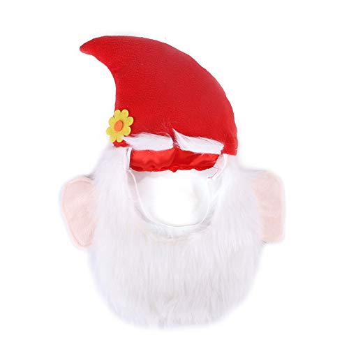 FJROnline Weihnachtsmütze für Hunde, Weihnachtsmannmütze mit Bart von FJROnline