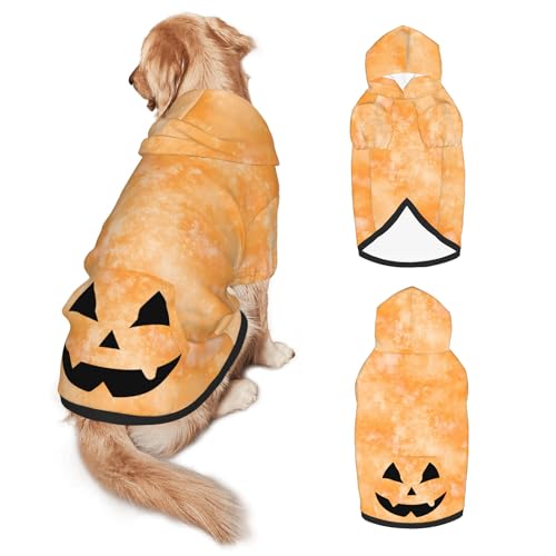 FJTP Halloween-Hunde-Kapuzenpullover für große Hunde, weicher Kapuzenpullover mit Loch für die Leine und Tasche, Hundekleidung für mittelgroße bis große Größen, L von FJTP