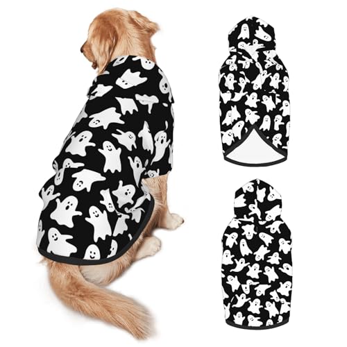 FJTP Halloween-Hunde-Kapuzenpullover für große Hunde, weicher Kapuzenpullover mit Loch für die Leine und Tasche, Hundekleidung für mittelgroße bis große Größen - XL FJTP Halloween-Hunde-Kapuzenpullover für große Hunde, weicher Kapuzenpullover mit Loch für die Leine und Tasche, Hundekleidung für mittelgroße bis große Größen - XL von FJTP