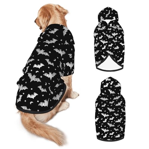 FJTP Halloween-Hunde-Kapuzenpullover für große Hunde, weicher Kapuzenpullover mit Loch für die Leine und Tasche, Hundekleidung für mittelgroße bis große Größen - XL von FJTP