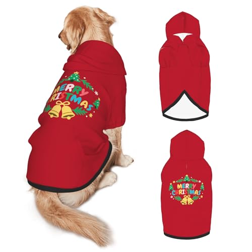 FJTP Halloween-Hunde-Kapuzenpullover für große Hunde, weicher Kapuzenpullover mit Loch für die Leine und Tasche, Hundekleidung für mittelgroße bis große Größen - XXL von FJTP