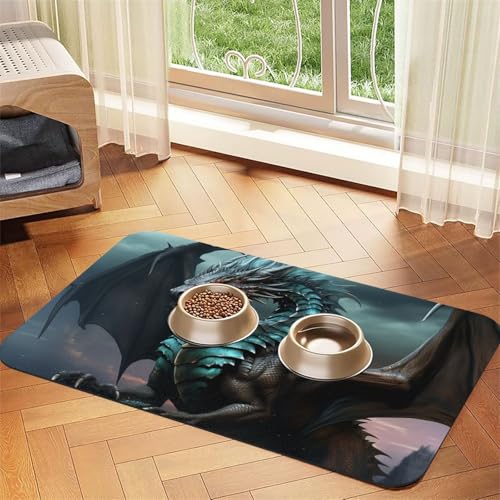 Cool Dragon Futtermatte für Haustiere, saugfähig, PU-Leder, für Hunde und Katzen, schützt den Boden, rutschfeste Gummi-Unterseite, leicht zu reinigen, 40 x 60 cm Cool Dragon Futtermatte für Haustiere, saugfähig, PU-Leder, für Hunde und Katzen, schützt den Boden, rutschfeste Gummi-Unterseite, leicht zu reinigen, 40 x 60 cm von FJWSLCH