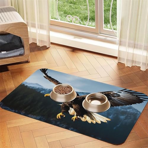 Eagle at Hunting Futtermatte für Haustiere, saugfähig, PU-Leder, für Hunde und Katzen, enthält verschüttete Flüssigkeiten, schützt Böden, rutschfeste Gummi-Unterseite, leicht zu reinigen, 30 x 45 cm von FJWSLCH