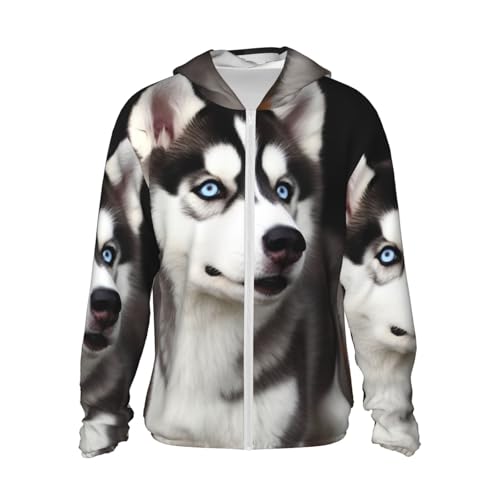 FJWSLCH Herren-Kapuzenjacke mit LSF 50+, langärmelig, für den Außenbereich, niedlich, Husky, Hund, Sonnenshirt für Damen, Reißverschluss, Schwarz, Größe XXL FJWSLCH Herren-Kapuzenjacke mit LSF 50+, langärmelig, für den Außenbereich, niedlich, Husky, Hund, Sonnenshirt für Damen, Reißverschluss, Schwarz, Größe XXL von FJWSLCH