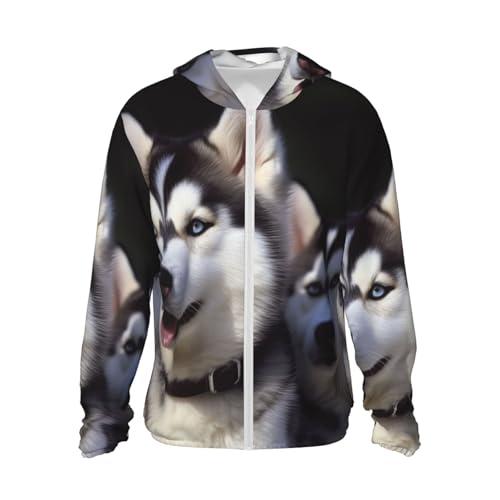 FJWSLCH Herren-Kapuzenjacke mit LSF 50+, langärmelig, für draußen, Husky, Hund, Sonnenshirt für Damen, Reißverschluss, Schwarz, Größe L FJWSLCH Herren-Kapuzenjacke mit LSF 50+, langärmelig, für draußen, Husky, Hund, Sonnenshirt für Damen, Reißverschluss, Schwarz, Größe L von FJWSLCH