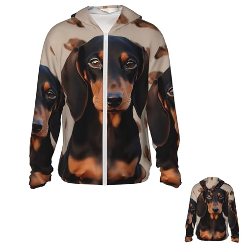 FJWSLCH Herren UPF 50+ Sonnenschutz Hoodie Jacke Langarm Outdoor Dackel Hund Sonnenshirt für Frauen Reißverschlusstaschen, Schwarz, XXL FJWSLCH Herren UPF 50+ Sonnenschutz Hoodie Jacke Langarm Outdoor Dackel Hund Sonnenshirt für Frauen Reißverschlusstaschen, Schwarz, XXL von FJWSLCH