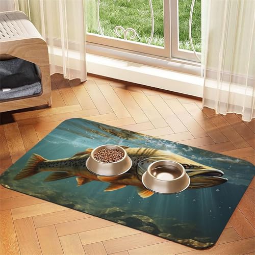 Fisch-Futtermatte, saugfähig, PU-Leder, für Hunde und Katzen, schützt den Boden, rutschfeste Gummi-Unterseite, leicht zu reinigen, 40 x 60 cm Fisch-Futtermatte, saugfähig, PU-Leder, für Hunde und Katzen, schützt den Boden, rutschfeste Gummi-Unterseite, leicht zu reinigen, 40 x 60 cm von FJWSLCH