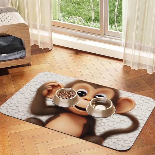 Futtermatte für Haustiere, Motiv: niedlicher Affe, saugfähig, PU-Leder, für Hunde und Katzen, schützt den Boden, rutschfeste Gummi-Unterseite, leicht zu reinigen, 30 x 45 cm Futtermatte für Haustiere, Motiv: niedlicher Affe, saugfähig, PU-Leder, für Hunde und Katzen, schützt den Boden, rutschfeste Gummi-Unterseite, leicht zu reinigen, 30 x 45 cm von FJWSLCH
