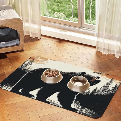 Futtermatte für Haustiere, saugfähiges PU-Leder, Hunde- und Katzenfutter, schützt den Boden, rutschfeste Gummi-Unterseite, leicht zu reinigen, 40 x 60 cm von FJWSLCH