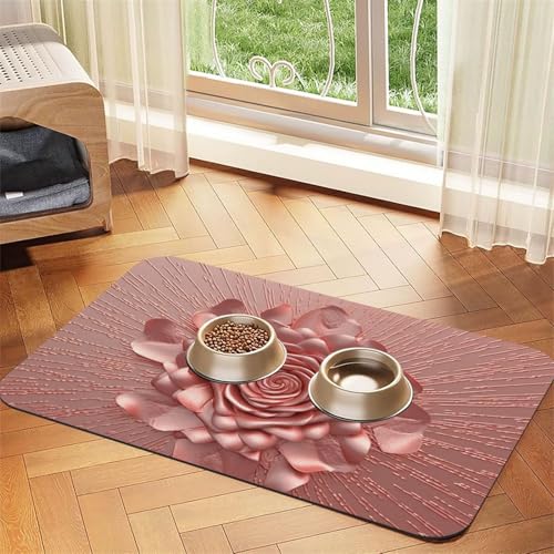 Futtermatte für Haustiere, saugfähiges PU-Leder, für Hunde und Katzen, enthält verschüttete Flüssigkeiten, schützt Böden, rutschfeste Gummi-Unterseite, leicht zu reinigen, 30 x 45 cm von FJWSLCH
