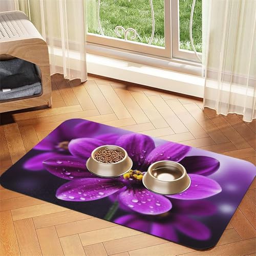 Futtermatte für Haustiere, saugfähiges PU-Leder, für Hunde und Katzen, mit Flecken, schützt Böden, rutschfeste Gummi-Unterseite, leicht zu reinigen, 30 x 45 cm, Violett Futtermatte für Haustiere, saugfähiges PU-Leder, für Hunde und Katzen, mit Flecken, schützt Böden, rutschfeste Gummi-Unterseite, leicht zu reinigen, 30 x 45 cm, Violett von FJWSLCH