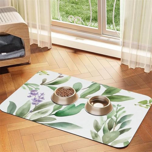 Futtermatte für Haustiere, saugfähiges PU-Leder, für Hunde und Katzen, schützt den Boden, rutschfeste Gummi-Unterseite, leicht zu reinigen, 40 x 60 cm, Grün von FJWSLCH