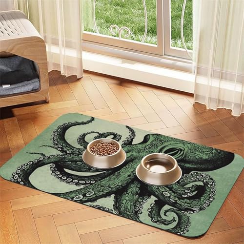 Futtermatte für Haustiere, saugfähiges PU-Leder, für Hunde und Katzen, schützt den Boden, rutschfeste Gummi-Unterseite, leicht zu reinigen, 40 x 60 cm, Grün Futtermatte für Haustiere, saugfähiges PU-Leder, für Hunde und Katzen, schützt den Boden, rutschfeste Gummi-Unterseite, leicht zu reinigen, 40 x 60 cm, Grün von FJWSLCH