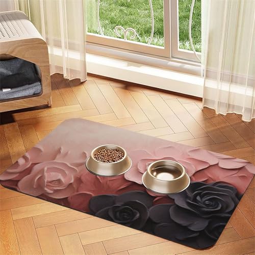 Futtermatte für Haustiere, saugfähiges PU-Leder, für Hunde und Katzen, schützt den Boden, rutschfeste Gummi-Unterseite, leicht zu reinigen, 40 x 60 cm, Rosa Futtermatte für Haustiere, saugfähiges PU-Leder, für Hunde und Katzen, schützt den Boden, rutschfeste Gummi-Unterseite, leicht zu reinigen, 40 x 60 cm, Rosa von FJWSLCH