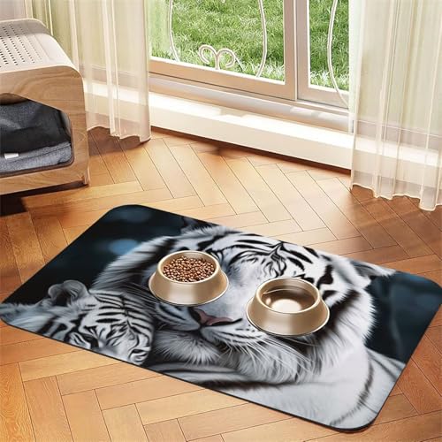 Futtermatte für Haustiere, saugfähiges PU-Leder, für Hunde und Katzen, schützt den Boden, rutschfeste Gummi-Unterseite, leicht zu reinigen, 40 x 60 cm von FJWSLCH