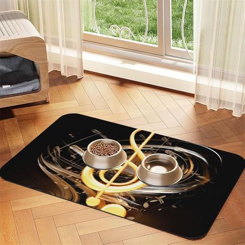 Futtermatte für Haustiere mit Musiknoten, saugfähig, PU-Leder, für Hunde und Katzen, enthält verschüttete Flüssigkeiten, schützt Böden, rutschfeste Gummi-Unterseite, leicht zu reinigen, 40 x 60 cm Futtermatte für Haustiere mit Musiknoten, saugfähig, PU-Leder, für Hunde und Katzen, enthält verschüttete Flüssigkeiten, schützt Böden, rutschfeste Gummi-Unterseite, leicht zu reinigen, 40 x 60 cm von FJWSLCH