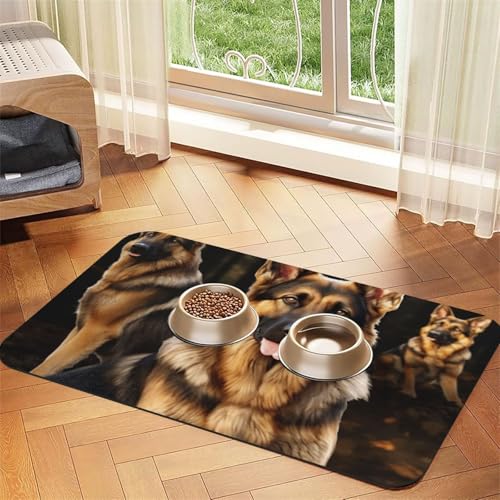 Futtermatte für Hunde und Katzen, saugfähig, PU-Leder, schützt den Boden, rutschfeste Gummi-Unterseite, leicht zu reinigen, 30 x 45 cm von FJWSLCH