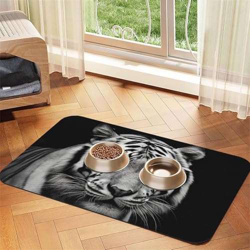 Futternapf-Matte mit Tiger-Motiv, saugfähig, PU-Leder, für Hunde und Katzen, schützt den Boden, rutschfeste Gummi-Unterseite, leicht zu reinigen, 40 x 60 cm Futternapf-Matte mit Tiger-Motiv, saugfähig, PU-Leder, für Hunde und Katzen, schützt den Boden, rutschfeste Gummi-Unterseite, leicht zu reinigen, 40 x 60 cm von FJWSLCH