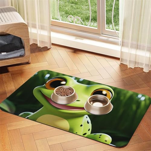 Futternapf-Matte mit niedlichem Frosch, saugfähiges PU-Leder, für Hunde und Katzen, schützt den Boden, rutschfeste Gummi-Unterseite, leicht zu reinigen, 40 x 60 cm Futternapf-Matte mit niedlichem Frosch, saugfähiges PU-Leder, für Hunde und Katzen, schützt den Boden, rutschfeste Gummi-Unterseite, leicht zu reinigen, 40 x 60 cm von FJWSLCH