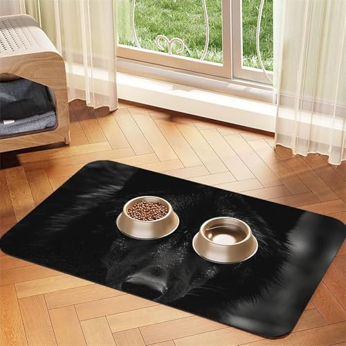 Futternapf-Matte mit schwarzen und roten Augen, saugfähiges PU-Leder, für Hunde und Katzen, schützt Böden, rutschfeste Gummi-Unterseite, leicht zu reinigen, 30 x 45 cm Futternapf-Matte mit schwarzen und roten Augen, saugfähiges PU-Leder, für Hunde und Katzen, schützt Böden, rutschfeste Gummi-Unterseite, leicht zu reinigen, 30 x 45 cm von FJWSLCH