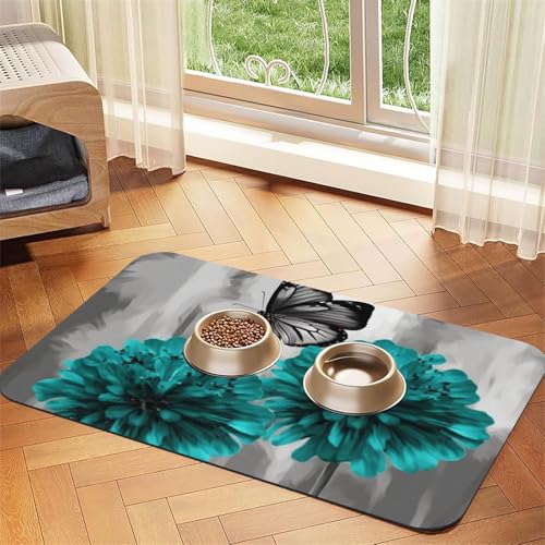 Haustier-Futtermatte, saugfähig, PU-Leder, für Hunde und Katzen, schützt Böden, rutschfeste Gummi-Unterseite, leicht zu reinigen, 40 x 60 cm, Grau-Blaugrün Haustier-Futtermatte, saugfähig, PU-Leder, für Hunde und Katzen, schützt Böden, rutschfeste Gummi-Unterseite, leicht zu reinigen, 40 x 60 cm, Grau-Blaugrün von FJWSLCH