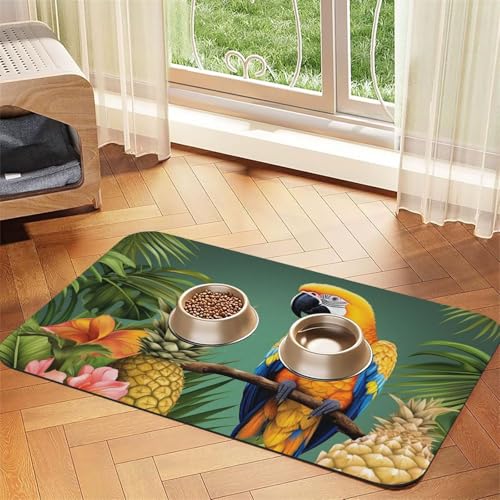 Haustier-Futtermatte für den Sommer, Papageien, Ananas, Vogel, saugfähig, PU-Leder, für Hunde und Katzen, enthält verschüttete Flüssigkeiten, schützt Böden, rutschfeste Gummi-Unterseite, leicht zu Haustier-Futtermatte für den Sommer, Papageien, Ananas, Vogel, saugfähig, PU-Leder, für Hunde und Katzen, enthält verschüttete Flüssigkeiten, schützt Böden, rutschfeste Gummi-Unterseite, leicht zu von FJWSLCH