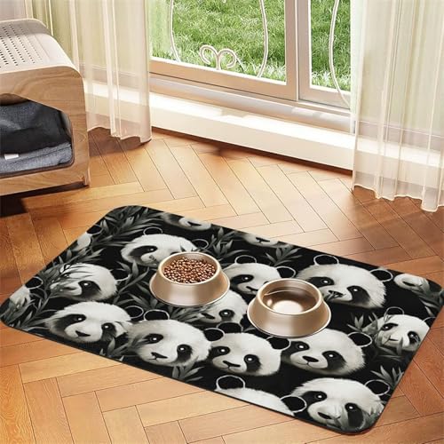 Haustier-Futtermatte mit Panda-Grafik, saugfähig, PU-Leder, für Hunde und Katzen, schützt den Boden, rutschfeste Gummi-Unterseite, leicht zu reinigen, 40 x 60 cm Haustier-Futtermatte mit Panda-Grafik, saugfähig, PU-Leder, für Hunde und Katzen, schützt den Boden, rutschfeste Gummi-Unterseite, leicht zu reinigen, 40 x 60 cm von FJWSLCH