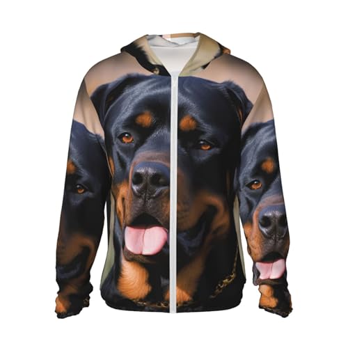 Herren UPF 50+ Sonnenschutz Hoodie Jacke Langarm Outdoor Rottweiler Hund Sonnenshirt für Frauen Reißverschluss, Schwarz, XXL Herren UPF 50+ Sonnenschutz Hoodie Jacke Langarm Outdoor Rottweiler Hund Sonnenshirt für Frauen Reißverschluss, Schwarz, XXL von FJWSLCH