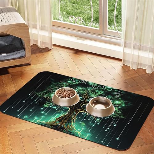 Magical Green Tree Haustier-Futtermatte, saugfähig, PU-Leder, für Hunde und Katzen, schützt den Boden, rutschfeste Gummi-Unterseite, leicht zu reinigen, 40 x 60 cm Magical Green Tree Haustier-Futtermatte, saugfähig, PU-Leder, für Hunde und Katzen, schützt den Boden, rutschfeste Gummi-Unterseite, leicht zu reinigen, 40 x 60 cm von FJWSLCH