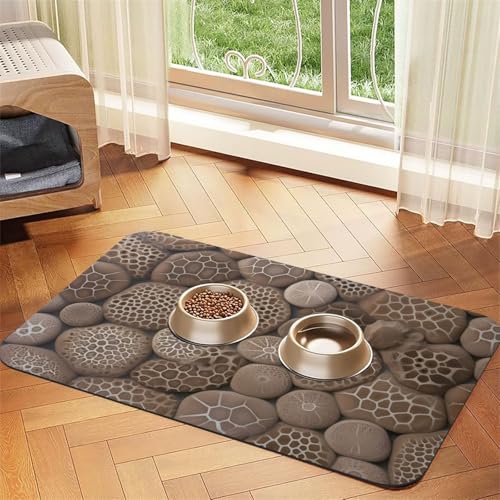 Petoskey Futtermatte für Haustiere, saugfähiges PU-Leder, für Hunde und Katzen, schützt den Boden, rutschfeste Gummi-Unterseite, leicht zu reinigen, 40 x 60 cm von FJWSLCH