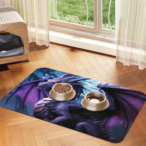 Purple Dragon Purple Moon Haustier-Futtermatte, saugfähig, PU-Leder, für Hunde und Katzen, schützt den Boden, rutschfeste Gummi-Unterseite, leicht zu reinigen, 40 x 60 cm Purple Dragon Purple Moon Haustier-Futtermatte, saugfähig, PU-Leder, für Hunde und Katzen, schützt den Boden, rutschfeste Gummi-Unterseite, leicht zu reinigen, 40 x 60 cm von FJWSLCH