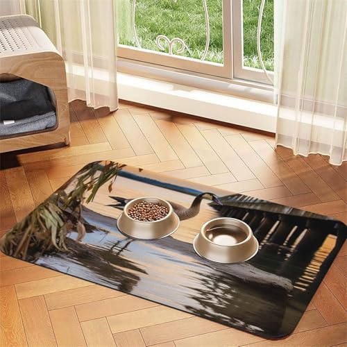 The Bridge Wildgans-Futtermatte, saugfähig, PU-Leder, für Hunde und Katzen, schützt den Boden, rutschfeste Gummi-Unterseite, leicht zu reinigen, 40 x 60 cm von FJWSLCH