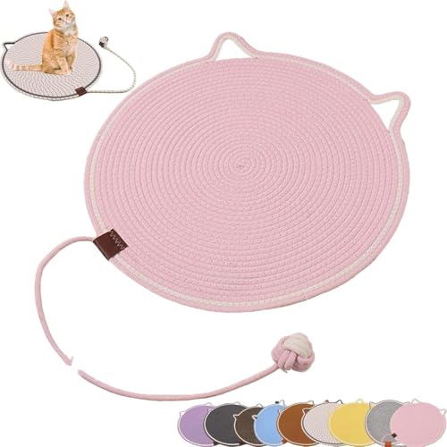 Interaktives Katzenkratzbrett, rutschfestes rundes Katzenkratzbrett aus natürlichem Baumwollseil, Schutzpolster für Sofa und Bett mit hängendem Ball (mehrlagig, abnehmbar) von FKGQWZETK