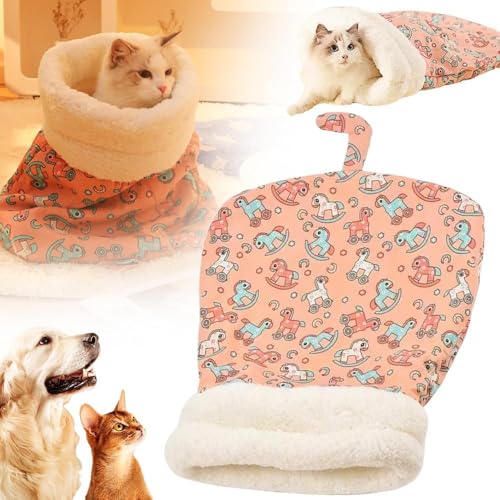 FKNOIJPVN Hundebett für Katzen & Welpen, Warmes Schlafsack, Weiches Baumwoll- & Leinenmaterial, Halboffenes Design, Winter Katzenbett, Tiefschlafdecke, Ideal für Haustiere, 55x45cm, 260g von FKNOIJPVN