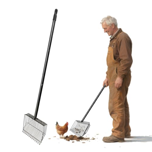 Hühnerkotschaufel & Rechen 2-in-1, Edelstahl Hühnerstallschaufel mit verstellbarem Griff, Streuschaufel Sand Siebschaufel für Hühnerställe & Haustierabfallreinigung Hühnerkotschaufel & Rechen 2-in-1, Edelstahl Hühnerstallschaufel mit verstellbarem Griff, Streuschaufel Sand Siebschaufel für Hühnerställe & Haustierabfallreinigung von FKXQJS