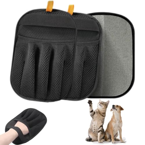 Tierhaarentfernungshandschuh für Katzen Hunde, 2 Stück, Fünf-Finger-Elektrostatische Tierhaar-Handschuhe, wiederverwendbares Tierhaarentferner-Werkzeug für Kleidung, Couch, Teppich, Autositz von FKXQJS