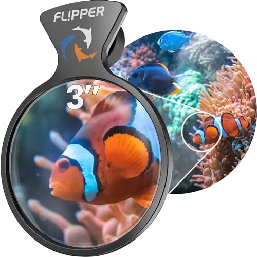 FL!PPER DeepSee Aquarium Lupe Magnetic Viewer - Fish Tank Lupe - Magnetische Lupe ideal für Fotografie - Flipper Fischtank Zubehör 7,6 cm Nano von FL!PPER