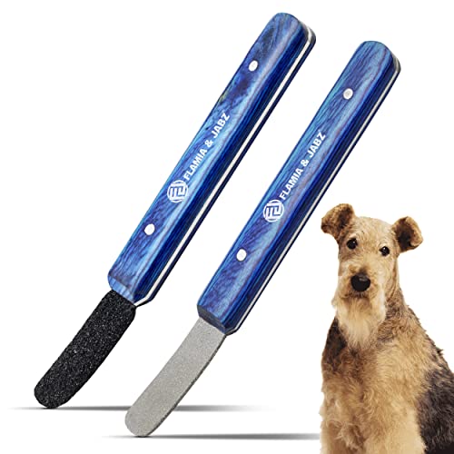 FLAMIA & JABZ Abisolieren Metall Stein Diamant eingefasst für Hunde, Katzen & Haustiere mit Holzgriff (2 Stück Packung grob & fein) von FLAMIA & JABZ