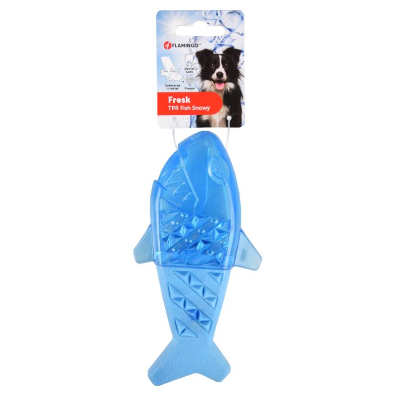 Flamingo Hundespielzeug Snowy Fish, blau - L 18 x B 8,9 x H 3,9 cm von FLAMINGO